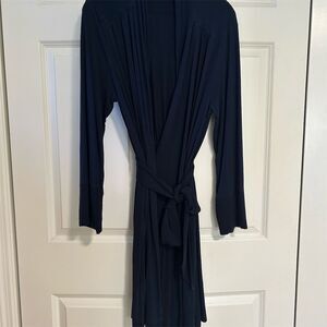 Soma Women's Kimono Robe Long Sleeve Tie Closure Navy Blue Size L